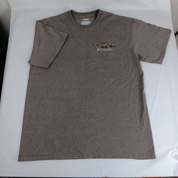 Columbia Shirt Elements Black Bear Large Outdoors Short Sleeve Grey Pull Over - Picture 1 of 9